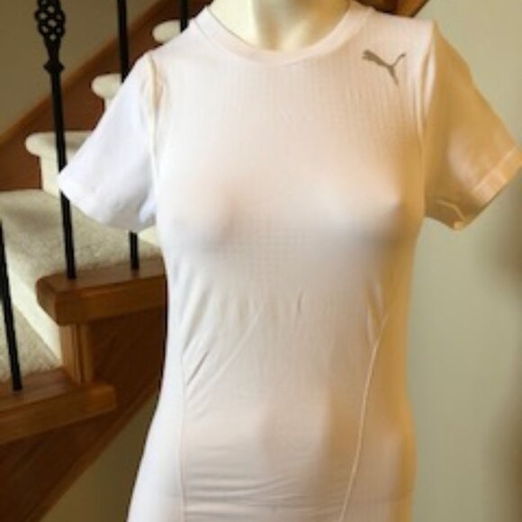 Puma Activewear Short Sleeve Crew Neck USP Compression Top White Sz L NWOT - Picture 1 of 4